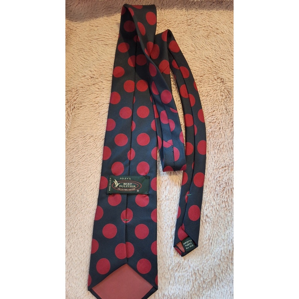 Bert‎ Pulitzer Mens Necktie Large Polka Dot Navy Red One Size - Picture 2 of 3